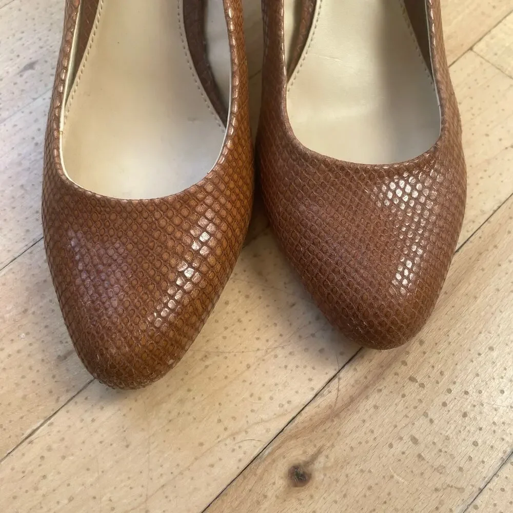 Lauren Ralph Lauren Women's Harper Dress Pump Tan Glossy Snake Womens Sz 6.5‎ B